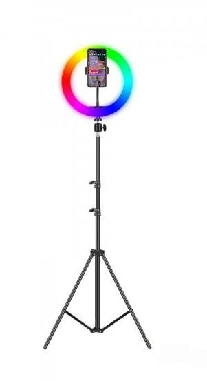 Anel Luz LED RGB 33 cm + Suporte Tripé 2 metros Ring Light MJ33