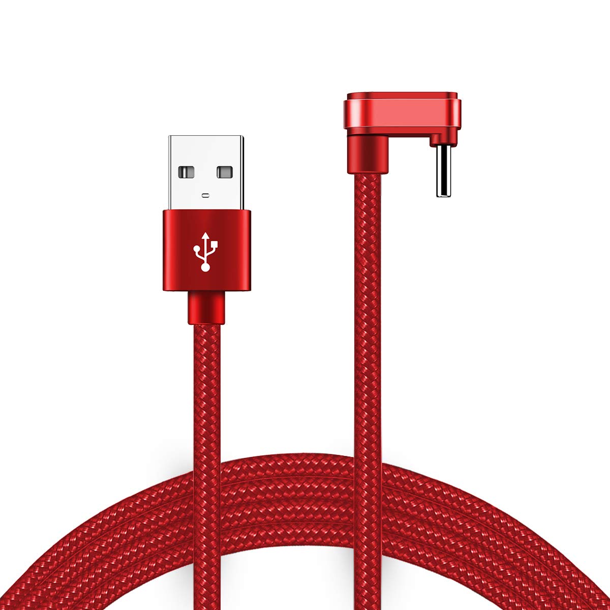 Rock® - Cabo USB-C 180 Graus Nylon Trançado Ultra Resistente - Vermelho