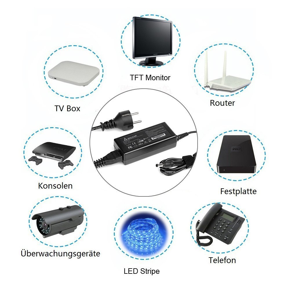 SALCAR Carregador 12V 6A 72W - 5.5 mm x 2.5 mm