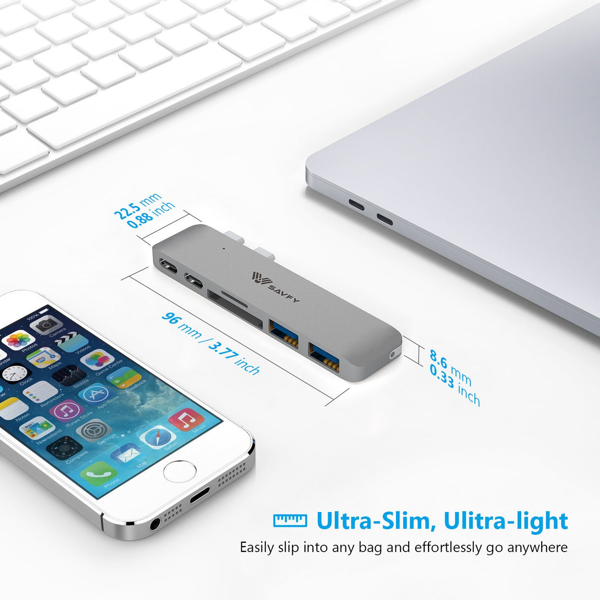 SAVFY 6 em 1 USB-C Hub Thunderbolt 3 USB 3.1 para MacBook