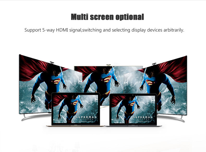 Switch Vention HDMI 5 x 1 HDTV 4k 2K com Áudio e Alimentação com Comando