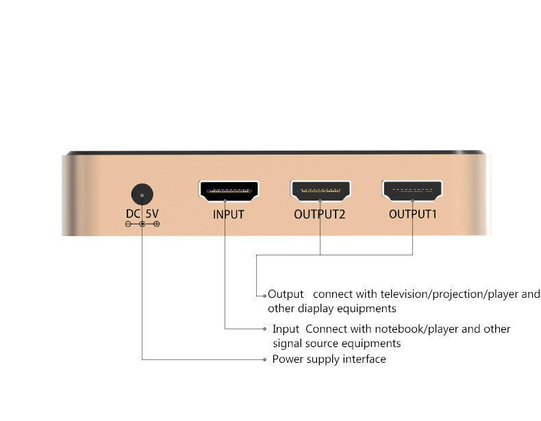 Splitter Vention HDMI 1 x 2 HDTV 4k 2K com Alimentação 1 in 2 out