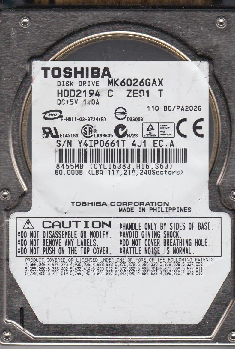 Toshiba Disco Rígido Interno 2.5'' 60GB IDE (MK6026GAX)
