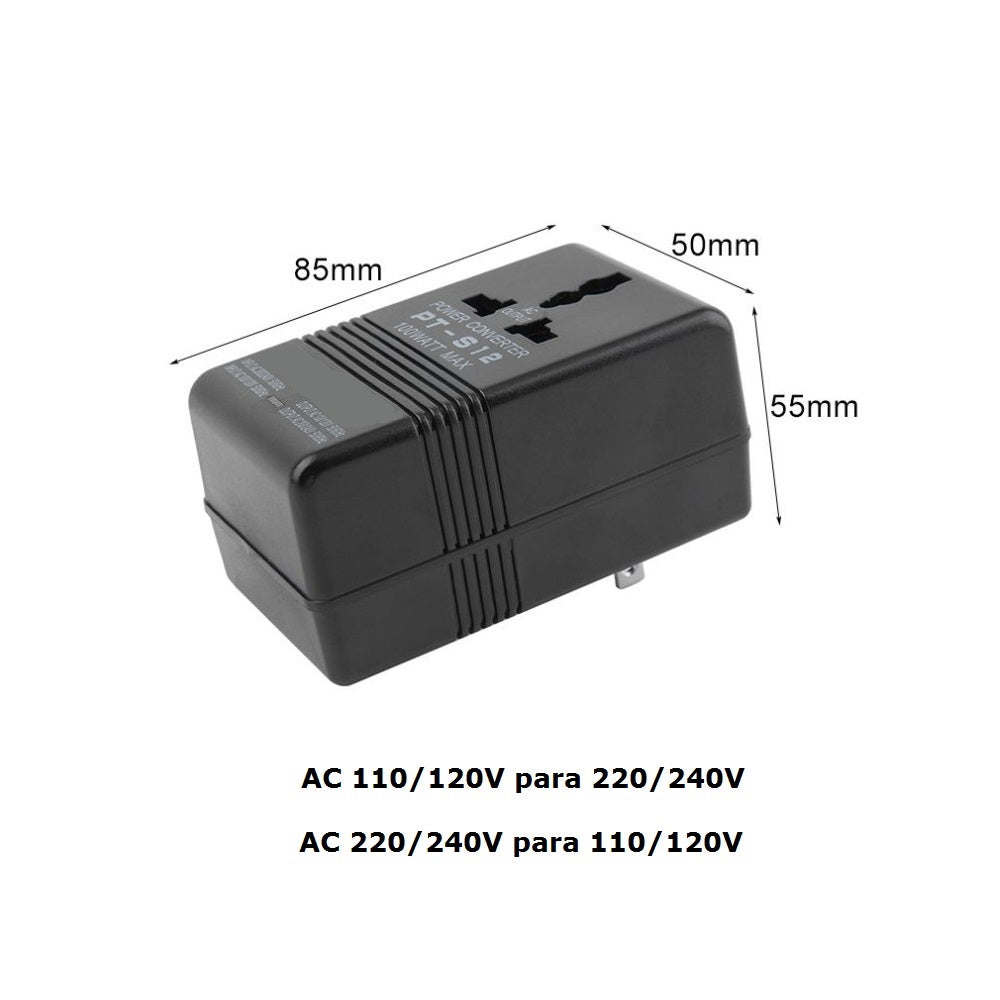 Adaptador Conversor de Voltagem - Transformador de Tensão Elétrica 110V para 220V e 220V para 110V (100W) - Multi4you®
