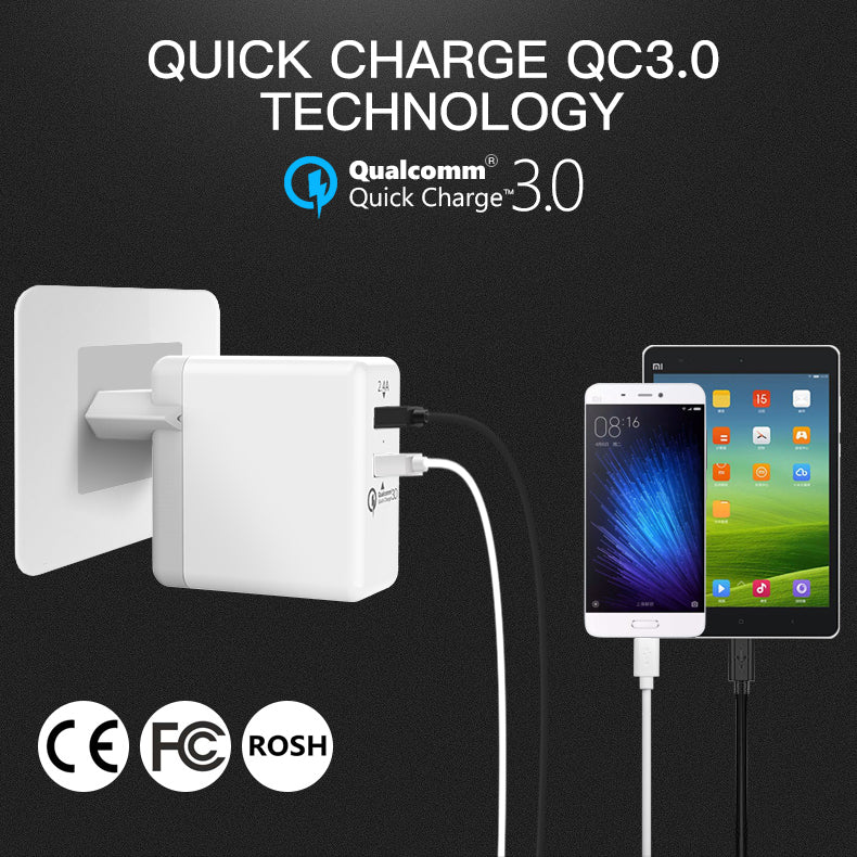 Carregador Vention de Viagem USB Qualcomm Quick Charger 3.0 - Fast Charger
