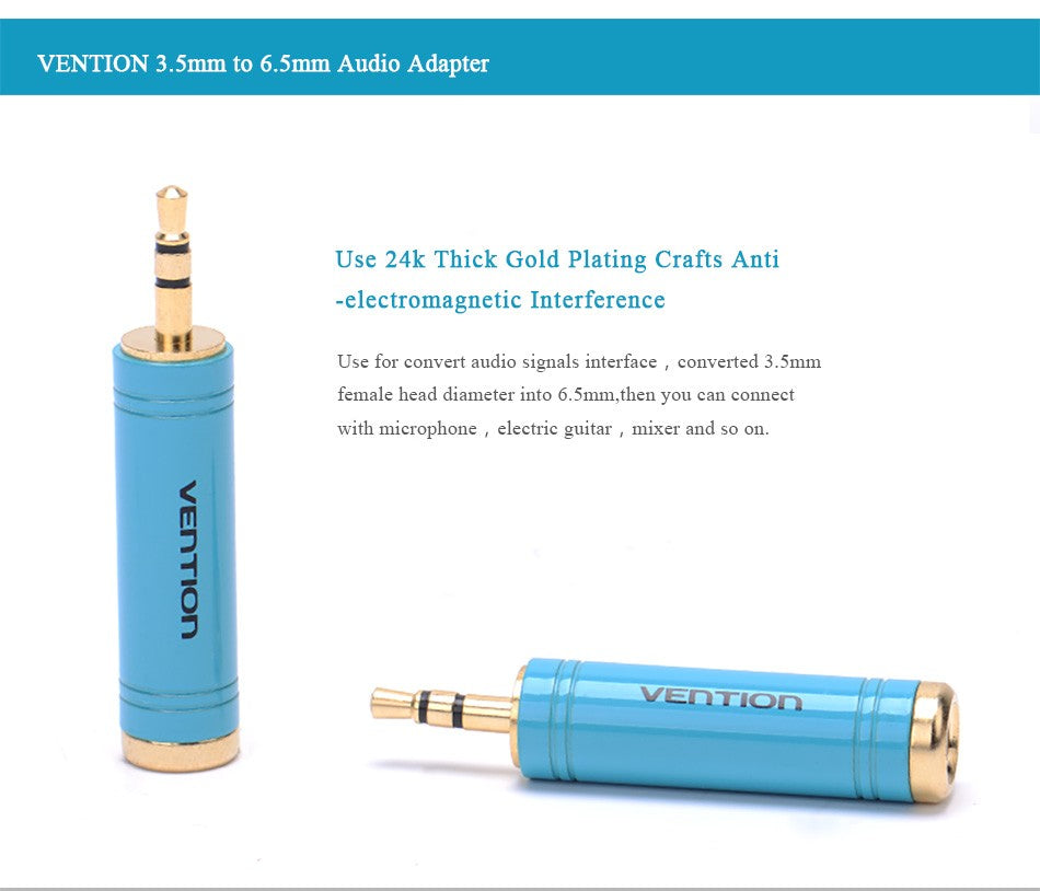 Adaptador Vention Jack 3,5mm para Jack 6,5mm Fêmea