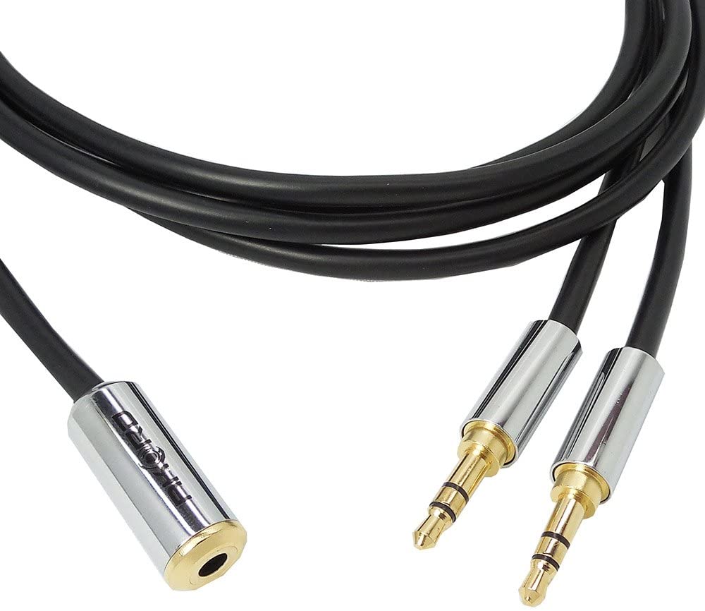 Cabo Jack 3,5mm 2 Machos para 1 Fêmea Microfone / Headphone 2M