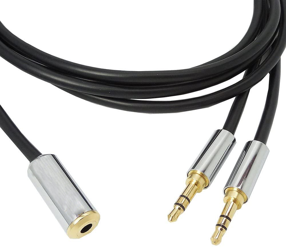 Cabo Jack 3,5mm 2 Machos para 1 Fêmea Microfone / Headphone 2M