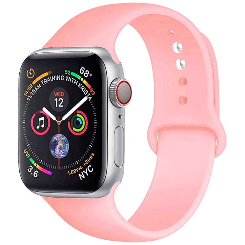 Pulseira de Silicone Apple Watch 42/44mm - compatível com Apple Watch 3/4/5/6/SE (Rosa)