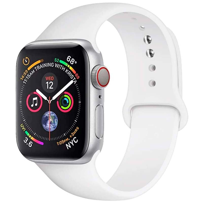 Pulseira de Silicone Apple Watch 38/40mm - compatível com Apple Watch 3/4/5/6/SE (Branco)