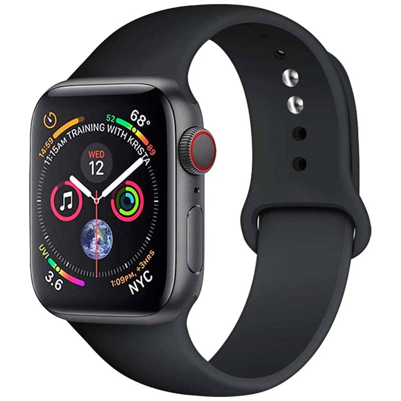 Pulseira de Silicone Apple Watch 42/44mm - compatível com Apple Watch 3/4/5/6/SE (Preto)