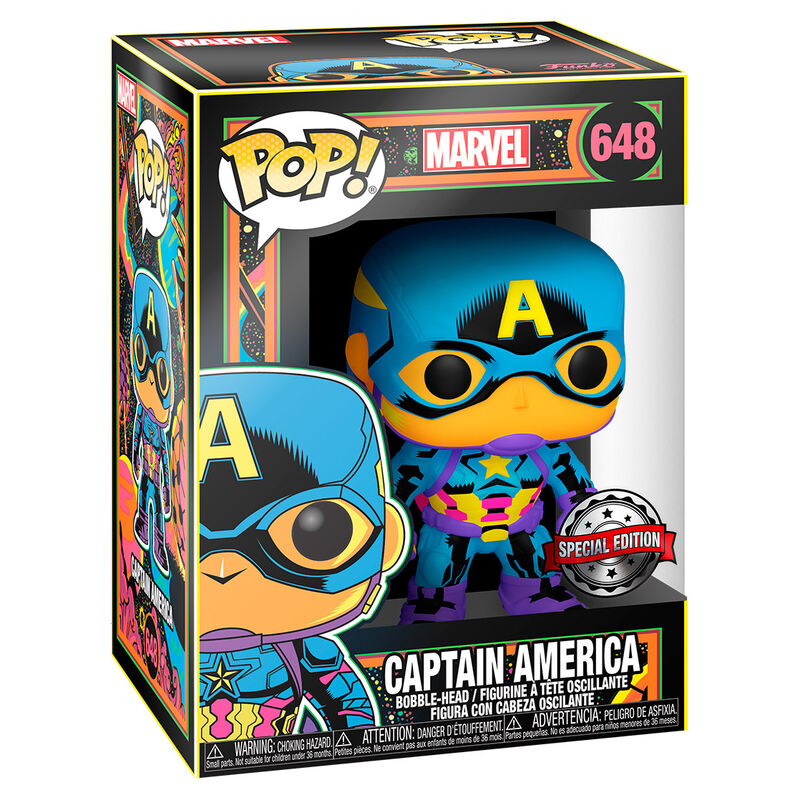 Figura Funko POP Marvel Captain America Black Light Exclusive
