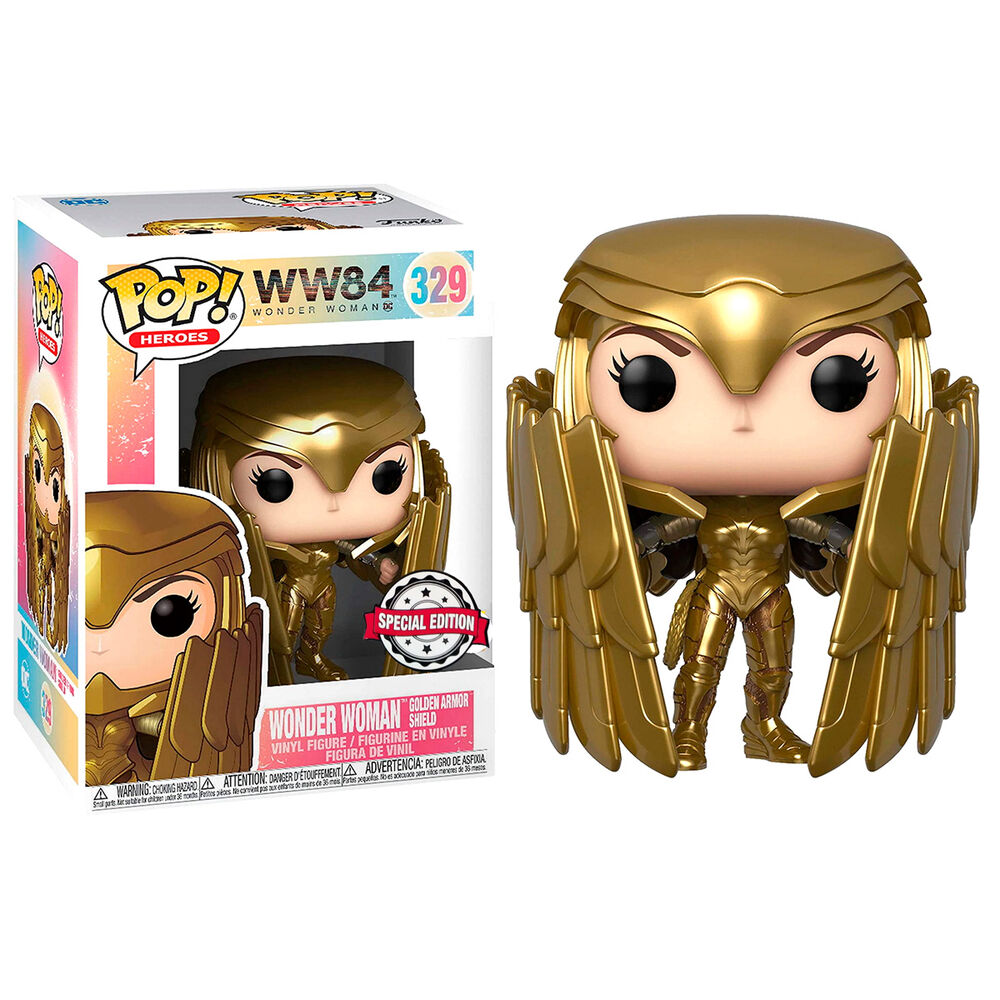 Figura Funko POP DC Comics Wonder Woman 84 - Wonder Woman Gold Shield Metallic Exclusive
