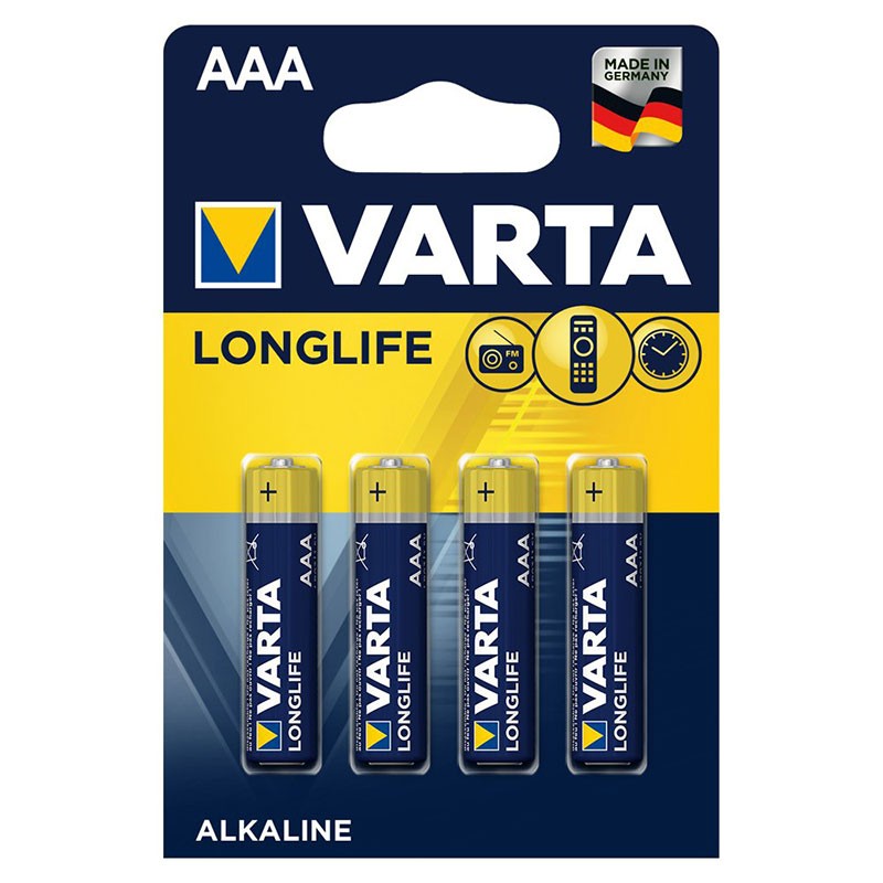 Pack 4x Pilhas Varta AAA Long Life Extra Power LR03
