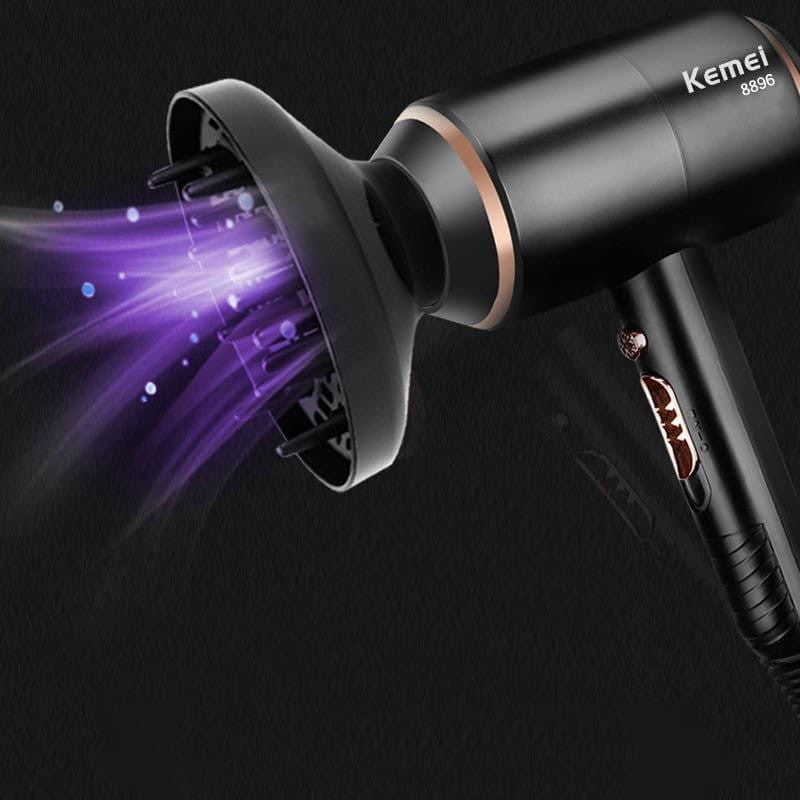 Secador de Cabelo Kemei KM-8896 SuperPower 4000W 4 em 1 Preto/Dourado