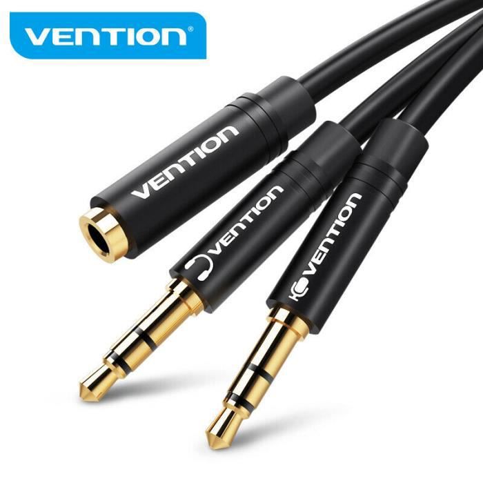 VENTION Adaptador jack 3,5mm 2 Machos pra 1 Femea 1M - (fones e micro)