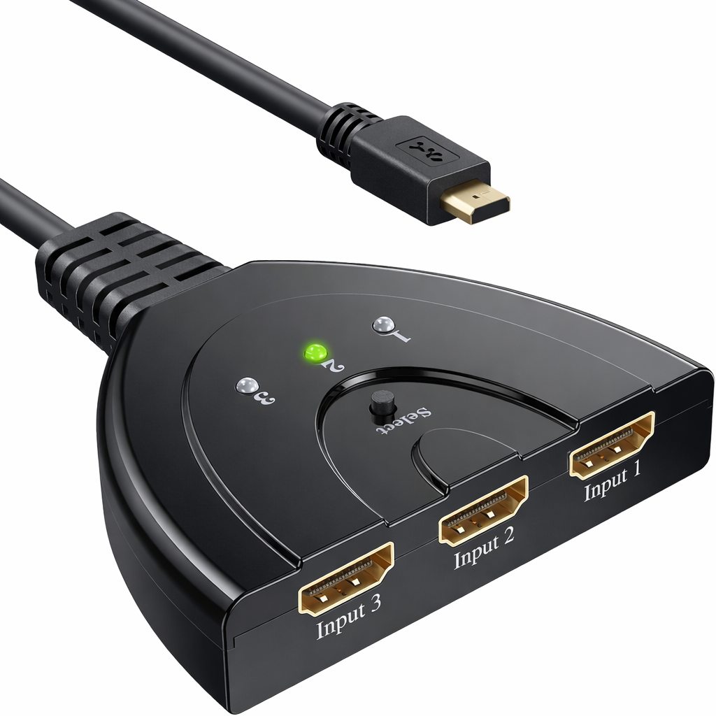 HDMI Switcher 3×1 (3 Entradas / 1 Saída) 4K Mini USB – Multi4you®