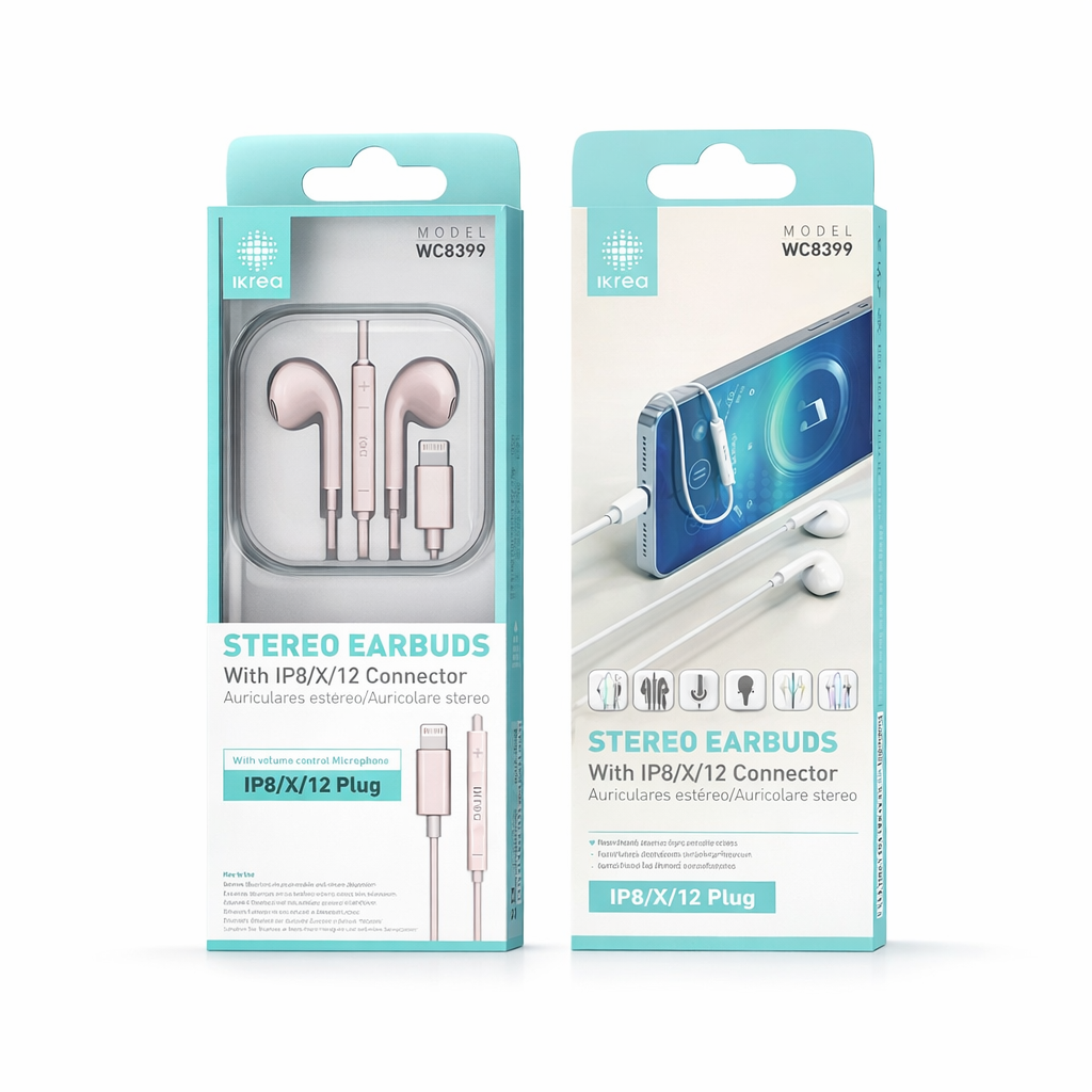 Auriculares Estéreo com Conector Lightning 1,2 m – Rosa