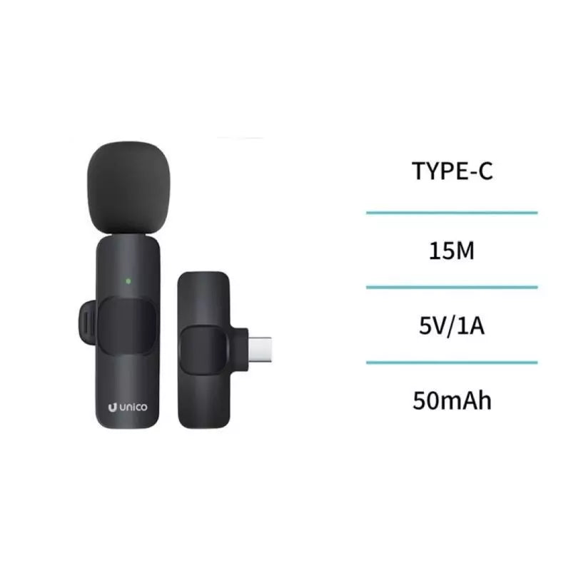Microfone de Lapela Sem Fios USB-C MP6037 Preto