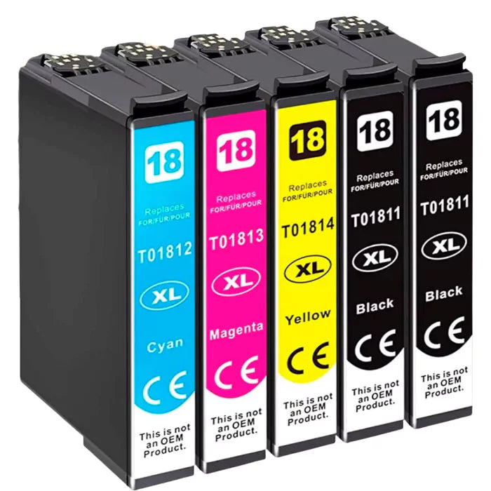 Conjunto 5 Tinteiros Epson 18 XL Compatíveis