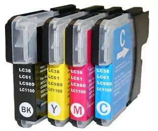 Conjunto 4 Tinteiros Brother LC980 / LC985 / LC1100 Compatíveis