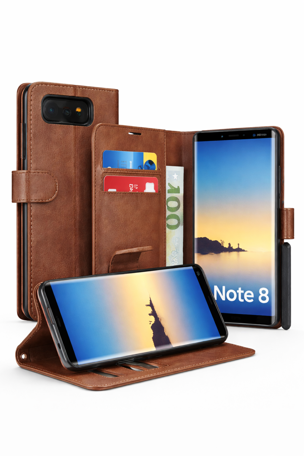 Capa Carteira Tipo Livro Wallet para Samsung Galaxy Note 8 – Castanho – Multi4you®