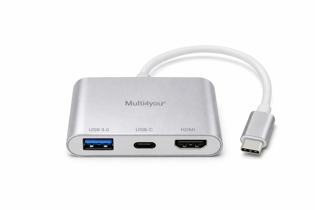 HUB USB-C 3 em 1 (USB 3.0 + USB-C + HDMI) – Multi4you®