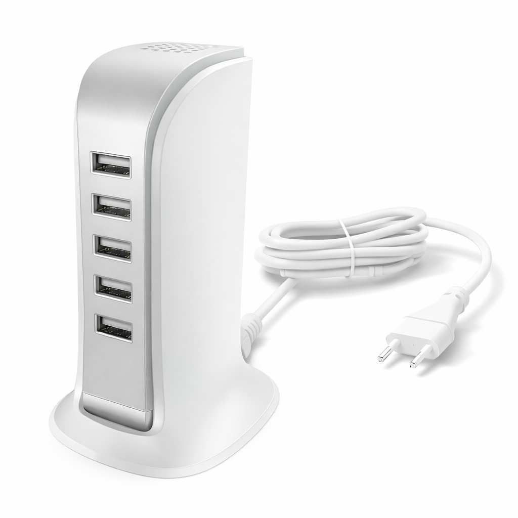 Carregador Multidirecional Dudao com 5 Portas USB – Branco (A5EU)