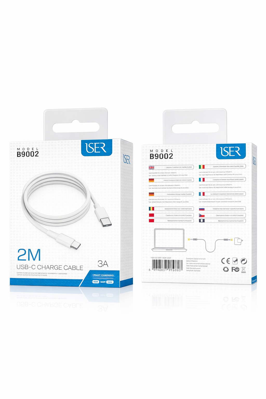 Cabo USER B9002 USB-C para USB-C 3A 2 m