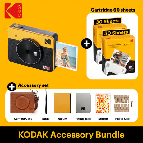 KODAK Mini Shot 3 Retro + Gift Pack com 68 Folhas Máquina Fotográfica Instantânea e Impressora