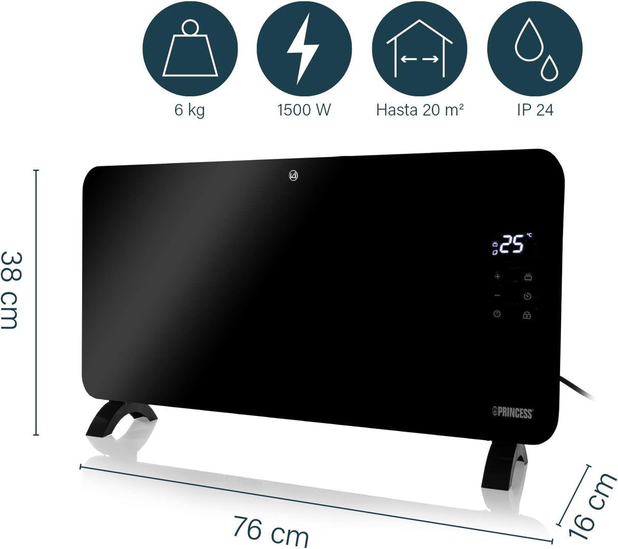 Aquecedor Convetor Smart Princess 1500W com Wifi Preto