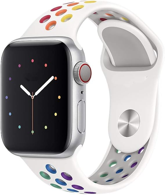 Pulseira Bracelete Desportiva Silicone para Apple Watch 42mm Branco/Rainbow- Multi4you®