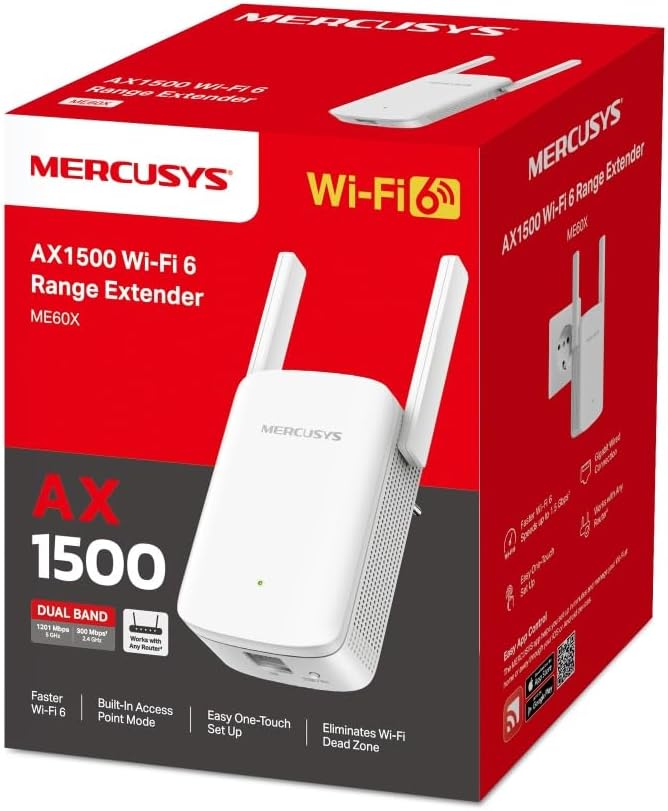 Mercusys ME60X-AX1500 Repetidor Wi-Fi 6 5 GHz 1201 Mbps