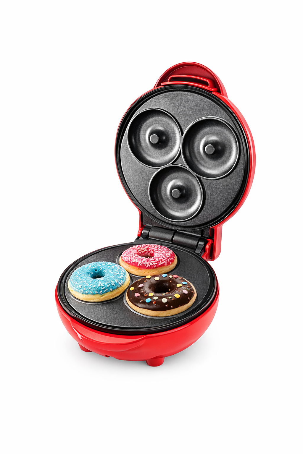 Mini Máquina para Donuts | 3 Mini Donuts | Superfície Antiaderente | Elétrica – Vermelha