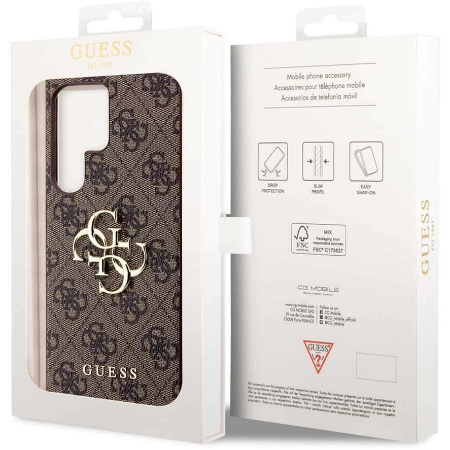 Capa Guess 4G Metal Gold Logo para Samsung Galaxy S24 Ultra - castanho