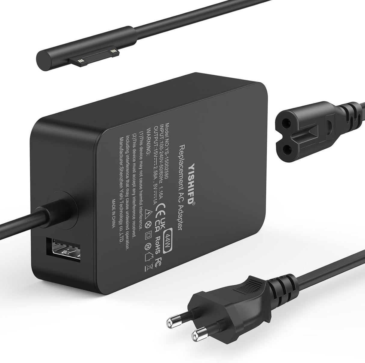 Carregador para Microsoft Surface Pro 7/6 / 5/4 / 3 44W 15V 2.58A Adaptador de Energia  - Multi4you®