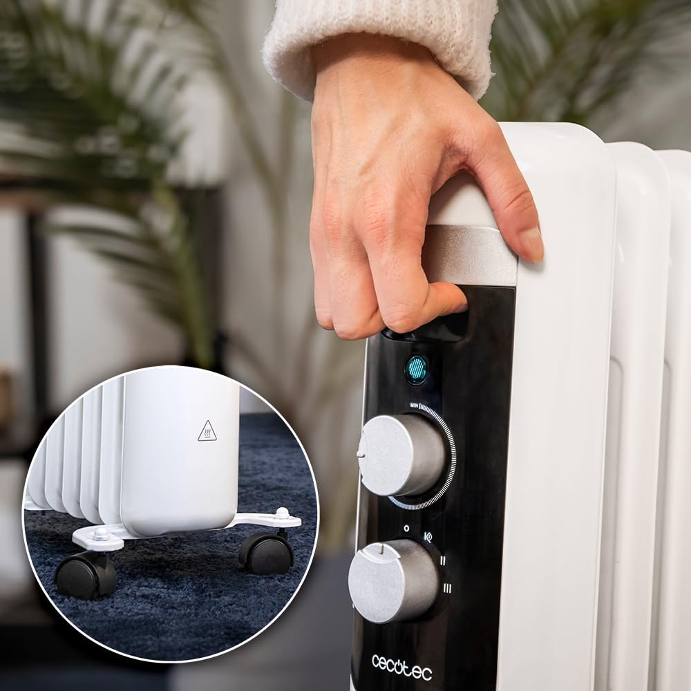 Cecotec Radiador de Óleo ReadyWarm 750 Space White – 1500 W, 7 Módulos