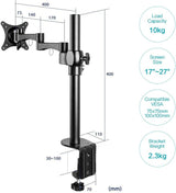 Suporte de Monitor BESTEK com Braço Articulado – Ajustável 17″ a 27″ (VESA 100×100)