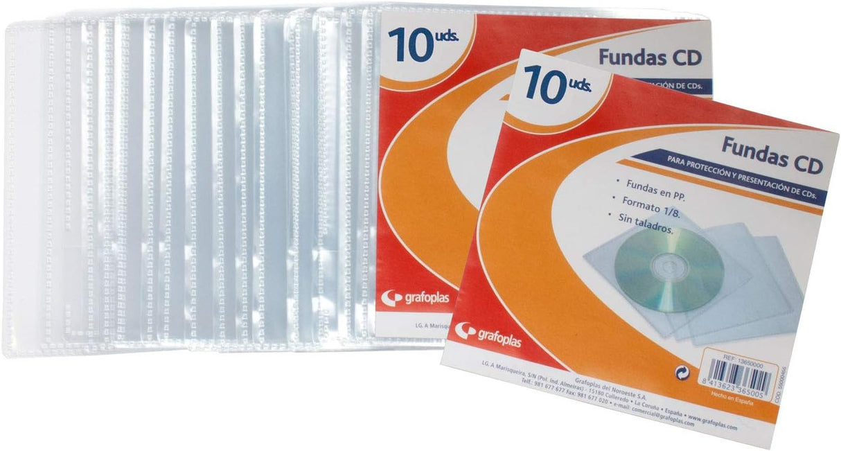 Pack 10 Capas para CD 1/8 Transparentes