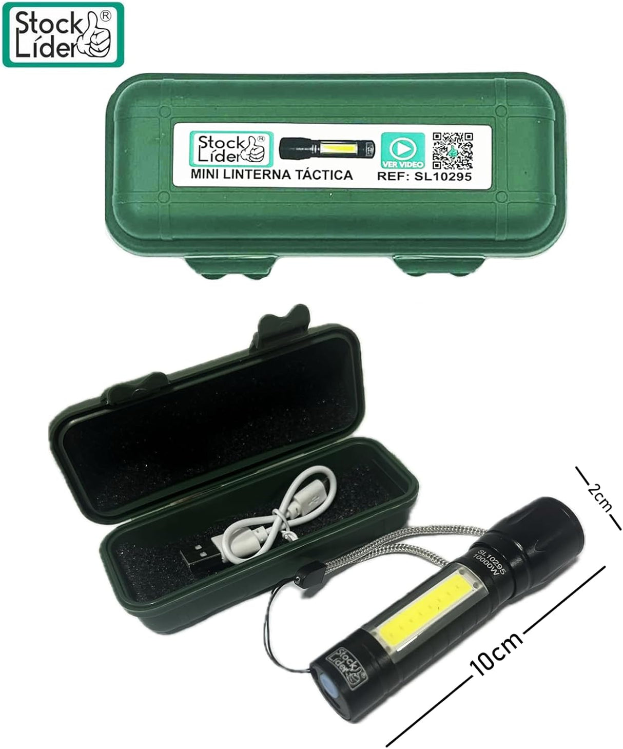Mini Lanterna Recarregável XPE+COB - 3 modos de luz