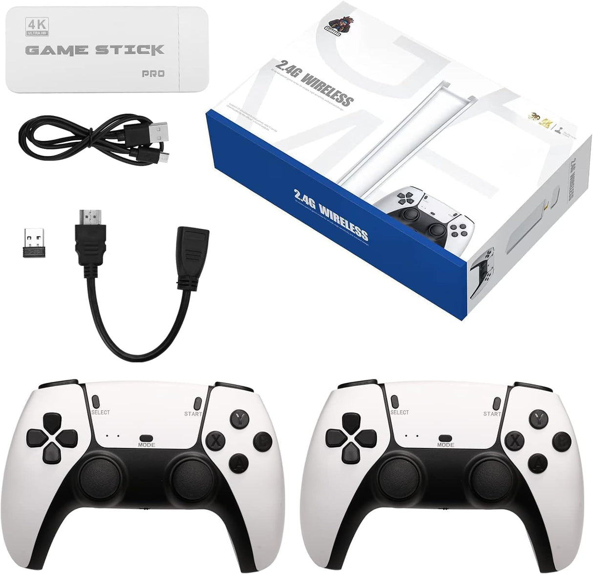 Game Stick Pro 4K Ultra HD – Consola Retro Plug & Play com 2 Comandos Wireless e Jogos Incluídos