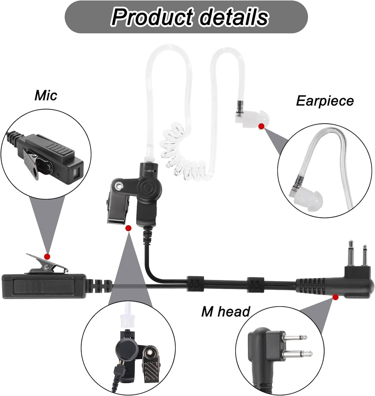 Auricular para Rádio Walkie Talkie 2 pinos com Microfone - Multi4you®