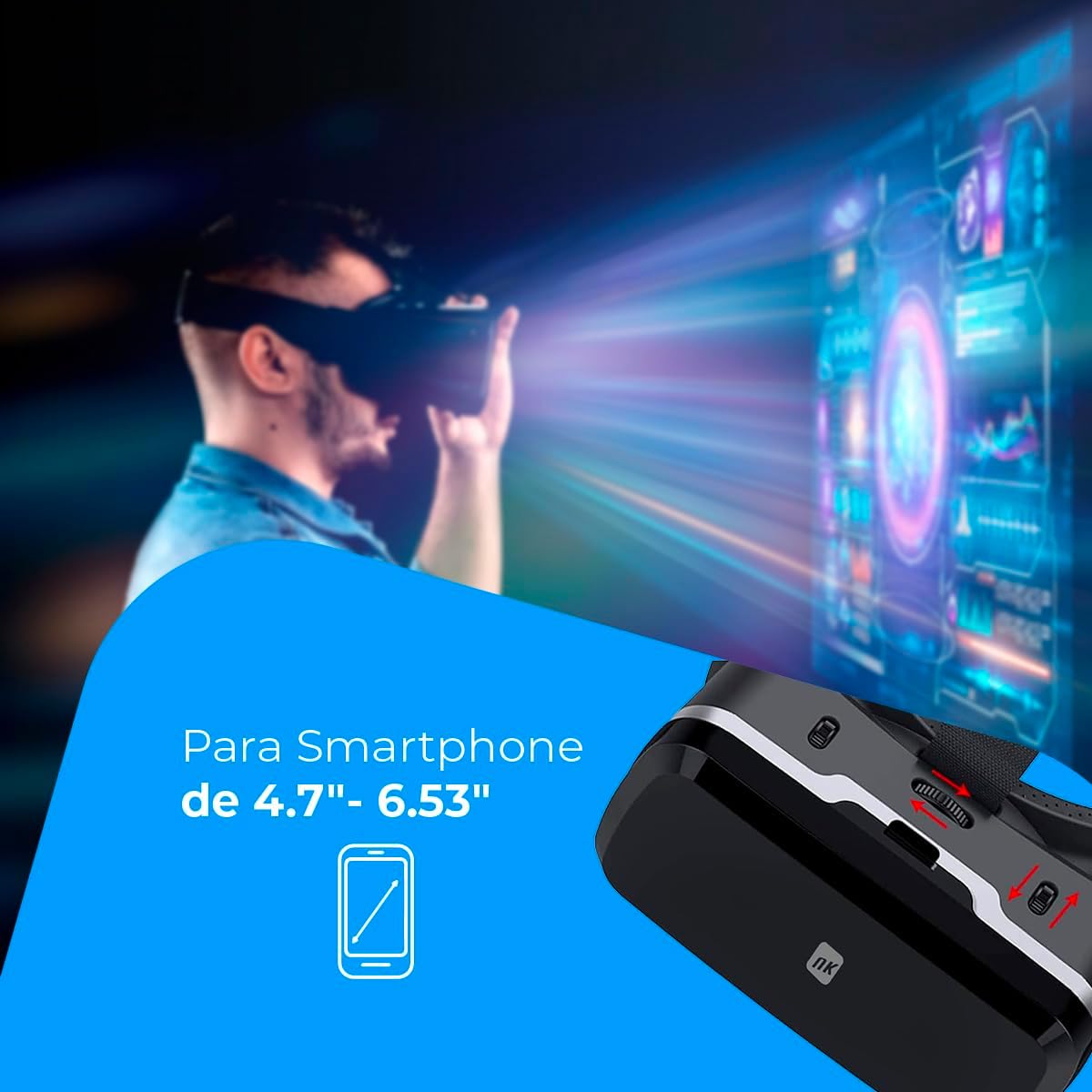 Óculos de Realidade Virtual VR 3D + Comando - Preto