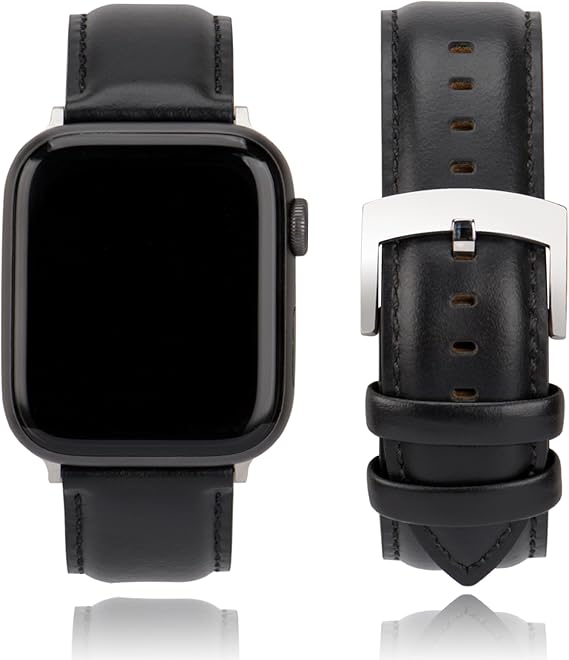 Pulseira Couro sintético 45/49mm Compatível com Apple Watch (Preto)