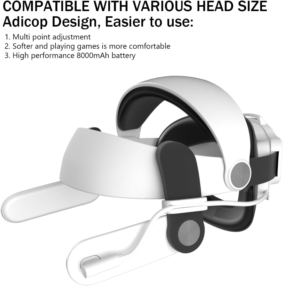 Faixa de cabeça com bateria para METAQUEST 3 com bateria - 8000 mAh
