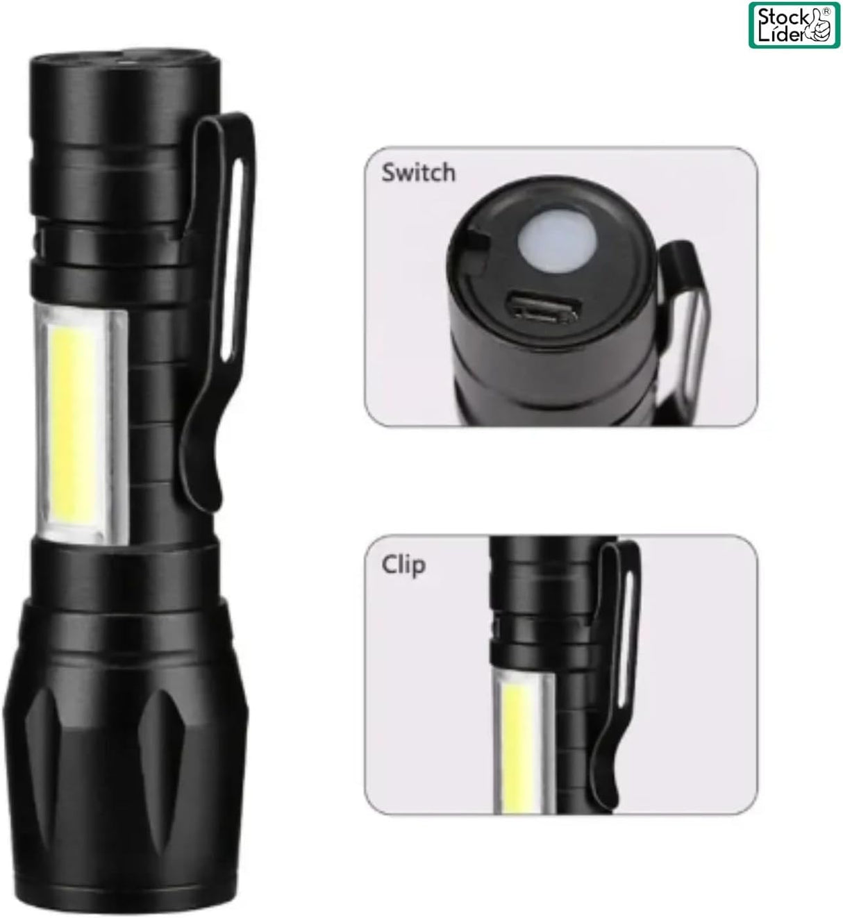 Lanterna Recarregável COB 2000LM 1200mAh