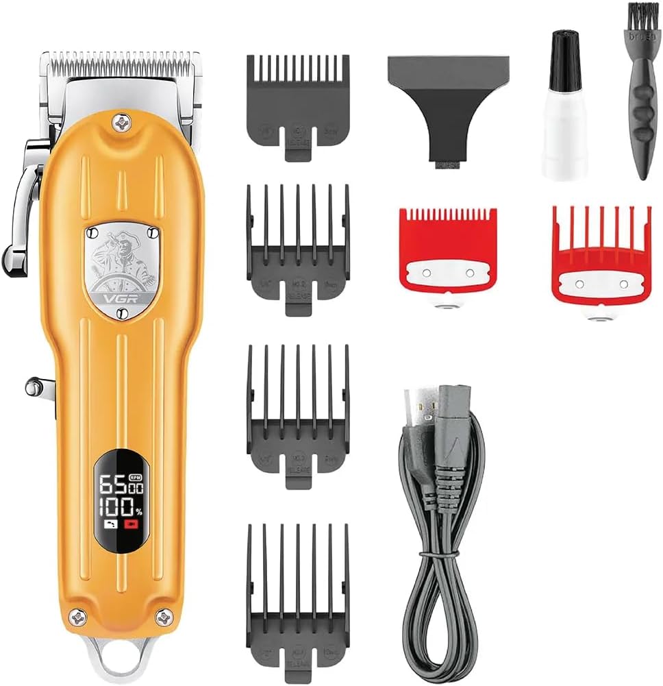 Máquina de Cortar Cabelo e Barbear Profissional Sem Fio Recarregável Ajustável