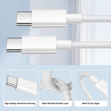 Cabo USB-C para USB-C 2M Nylon Branco 60W Carga Rápida