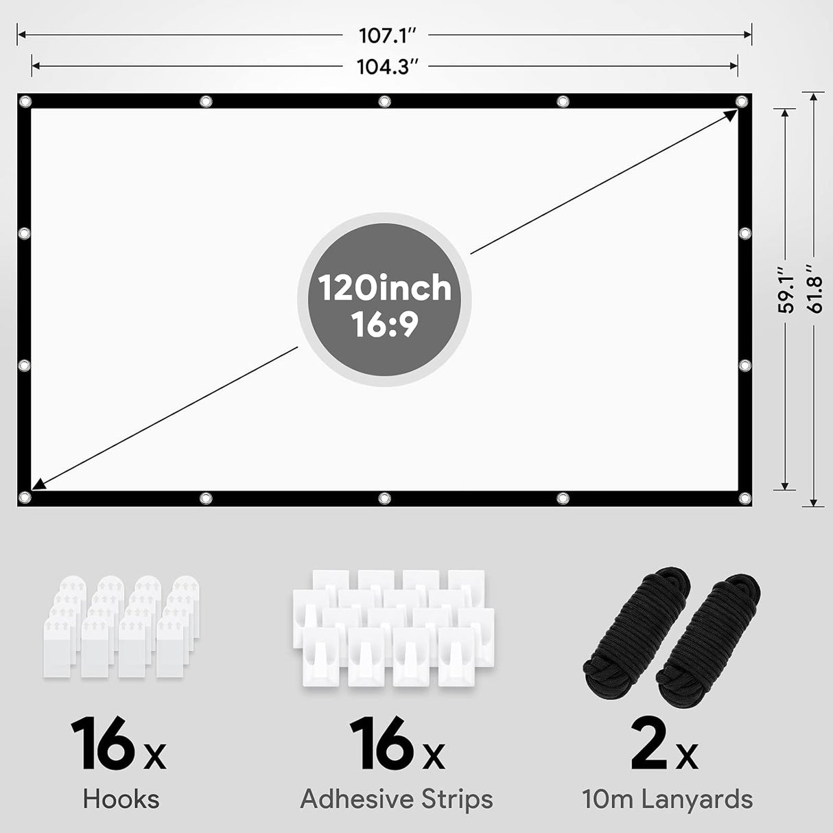 Tela de projeção dobrável 120" 16:9