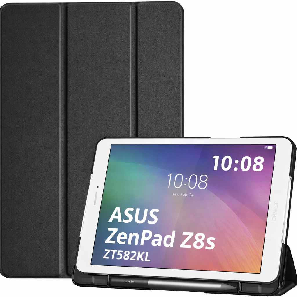 Capa 3 Dobras Smart Case Trifold Slim para Asus Zenpad Z8s ZT582KL Preto